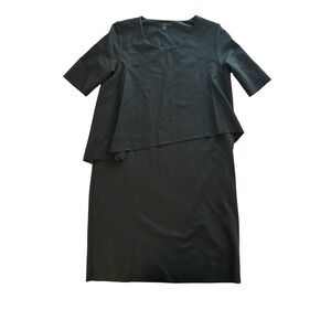 Cos Midi Layered Dress Size 6 Small Black Asymmetrical Minimalist Modern S/S